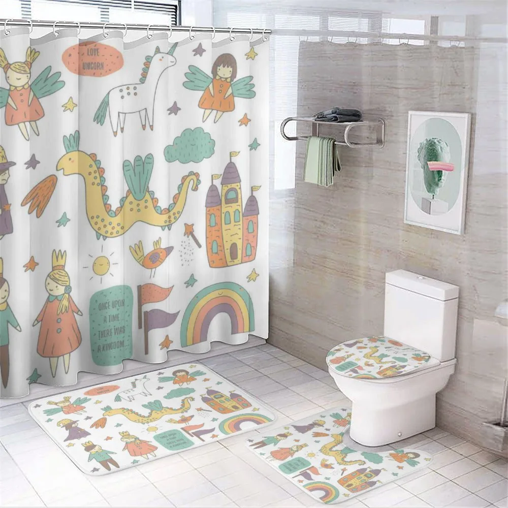 Doodle Dragon and King — 4-Piece Bathroom Set preview