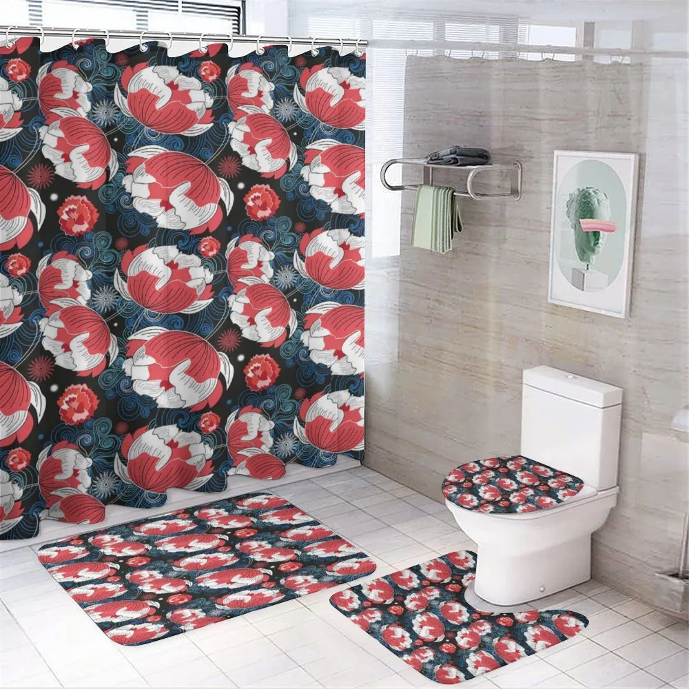 Flowers and Swirls on Dark — 4-Piece Bathroom Set preview