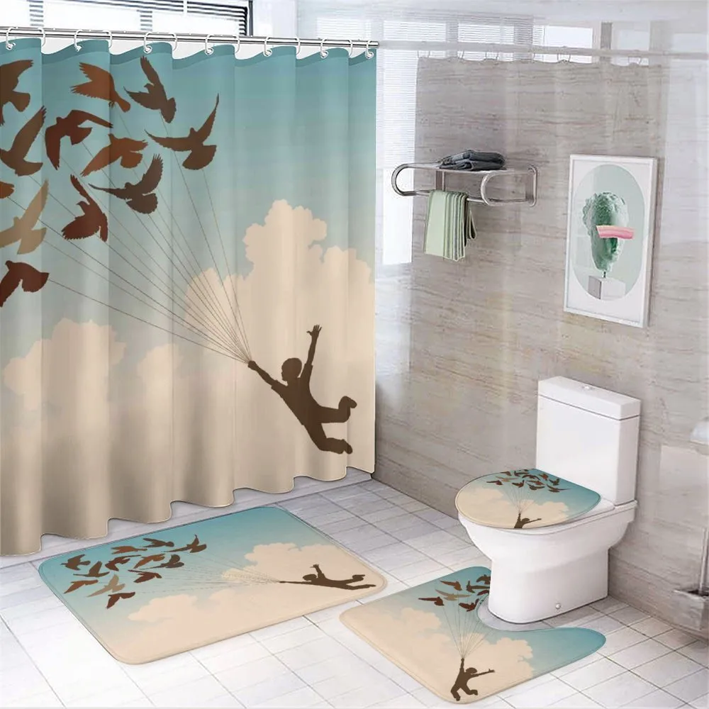 Flying Pigeons Birds — 4-Piece Bathroom Set preview