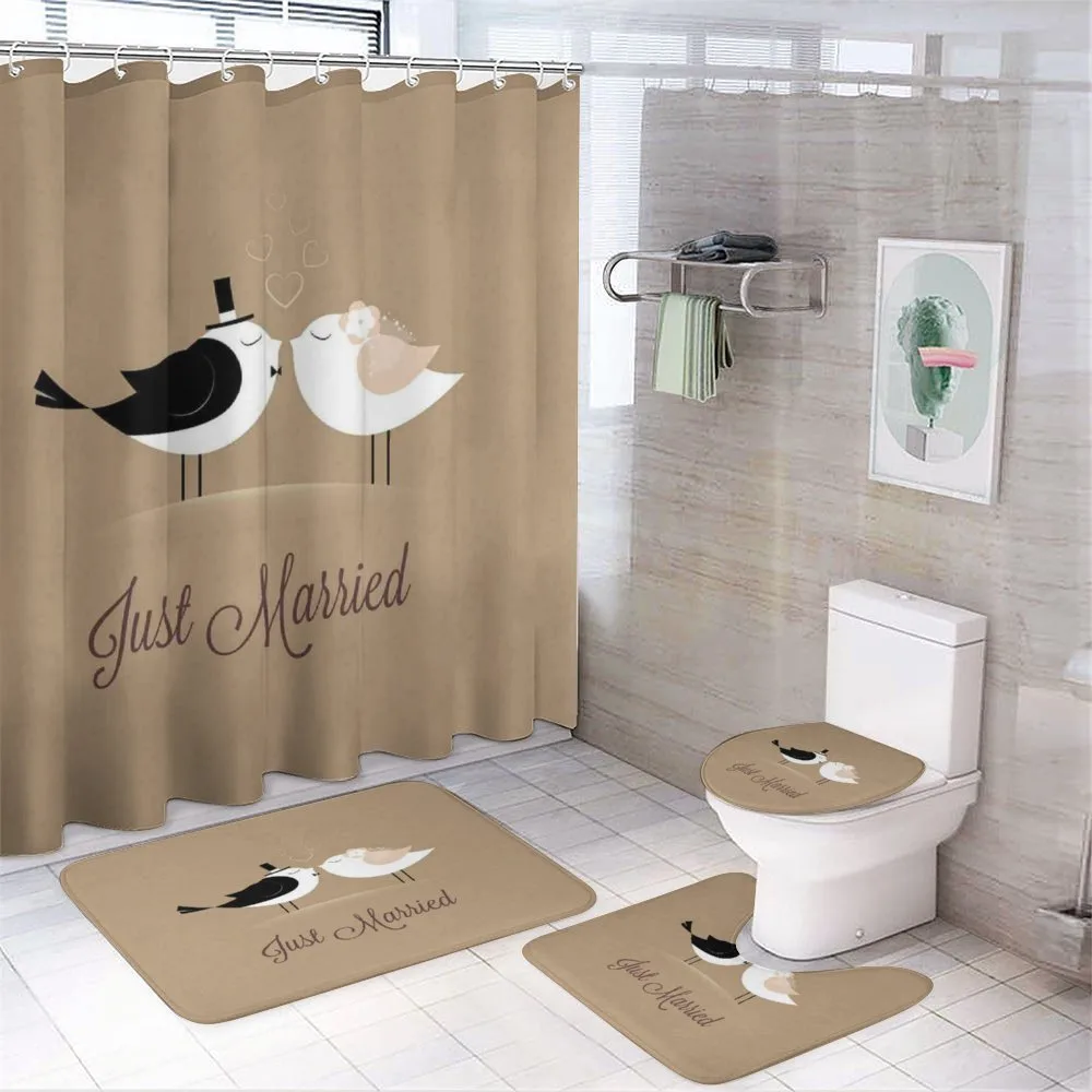 Just Married Birds Kiss — 4-Piece Bathroom Set preview