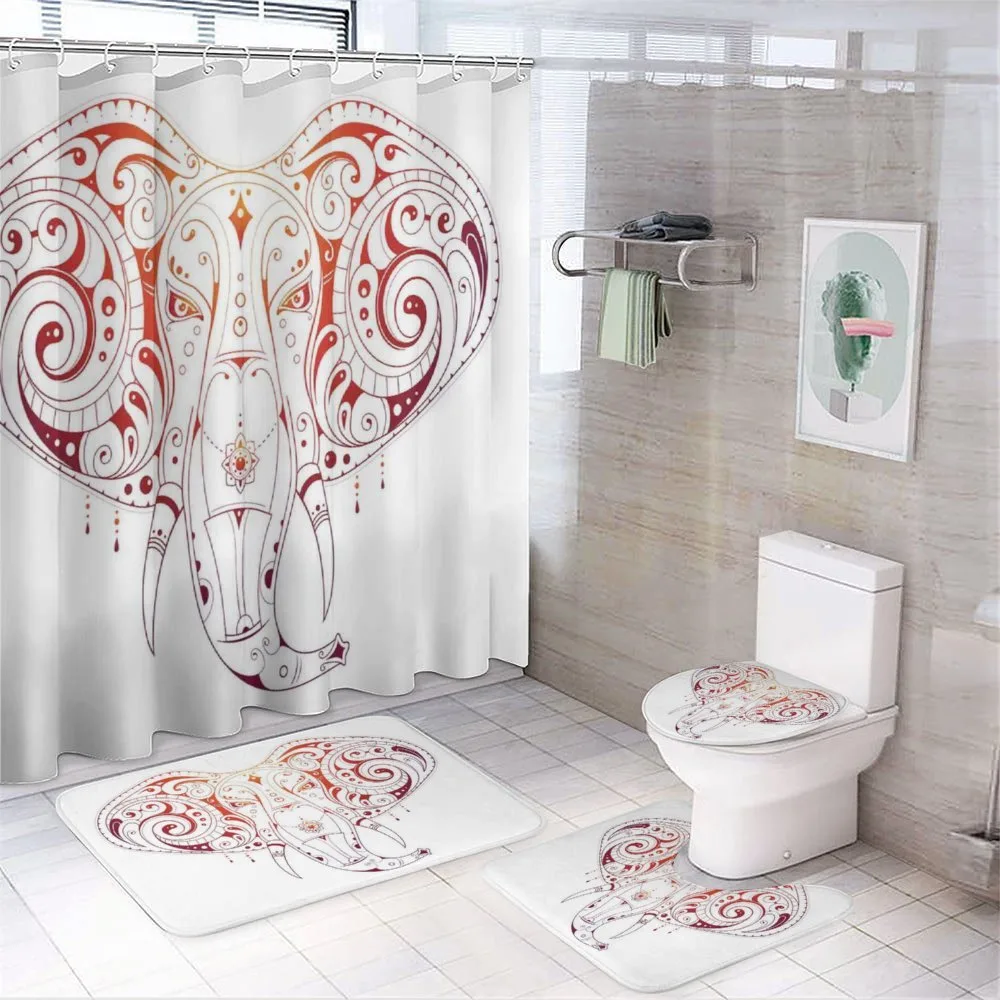 Stylized Drawn Elephant Head — 4-Piece Bathroom Set preview