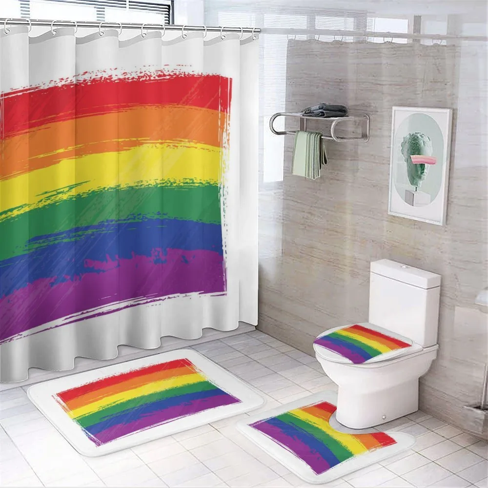 Watercolor Rainbow Flag Love — 4-Piece Bathroom Set preview