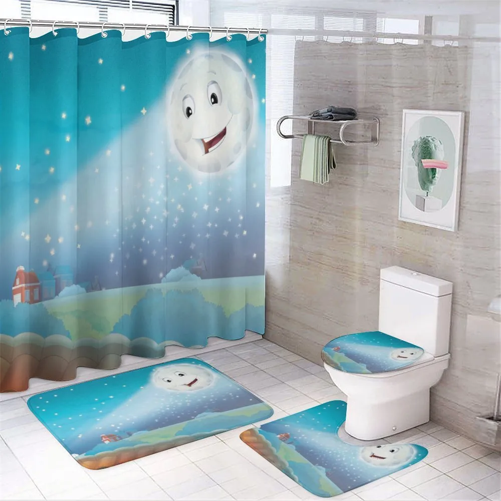 Cartoon Lunar Smiling — 4-Piece Bathroom Set preview