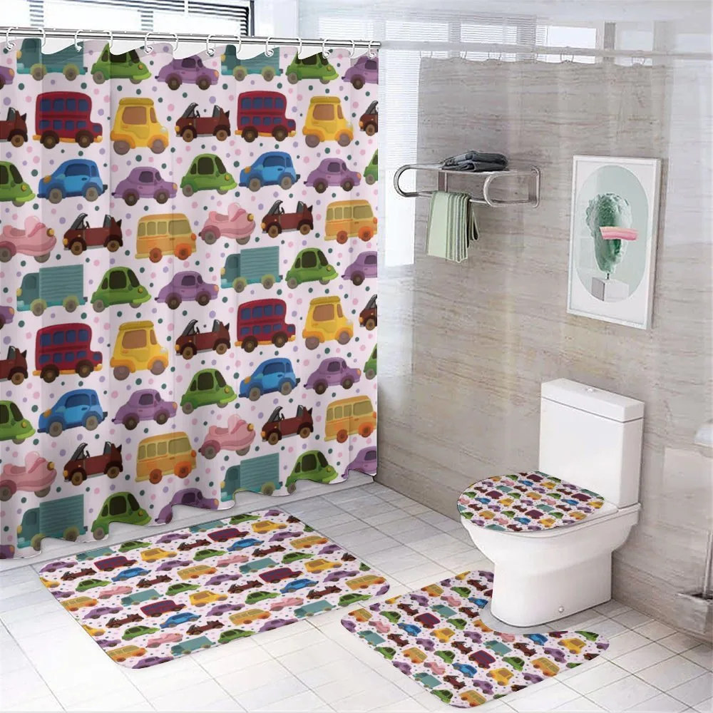 Cartoon Vehicle Design — 4-Piece Bathroom Set preview