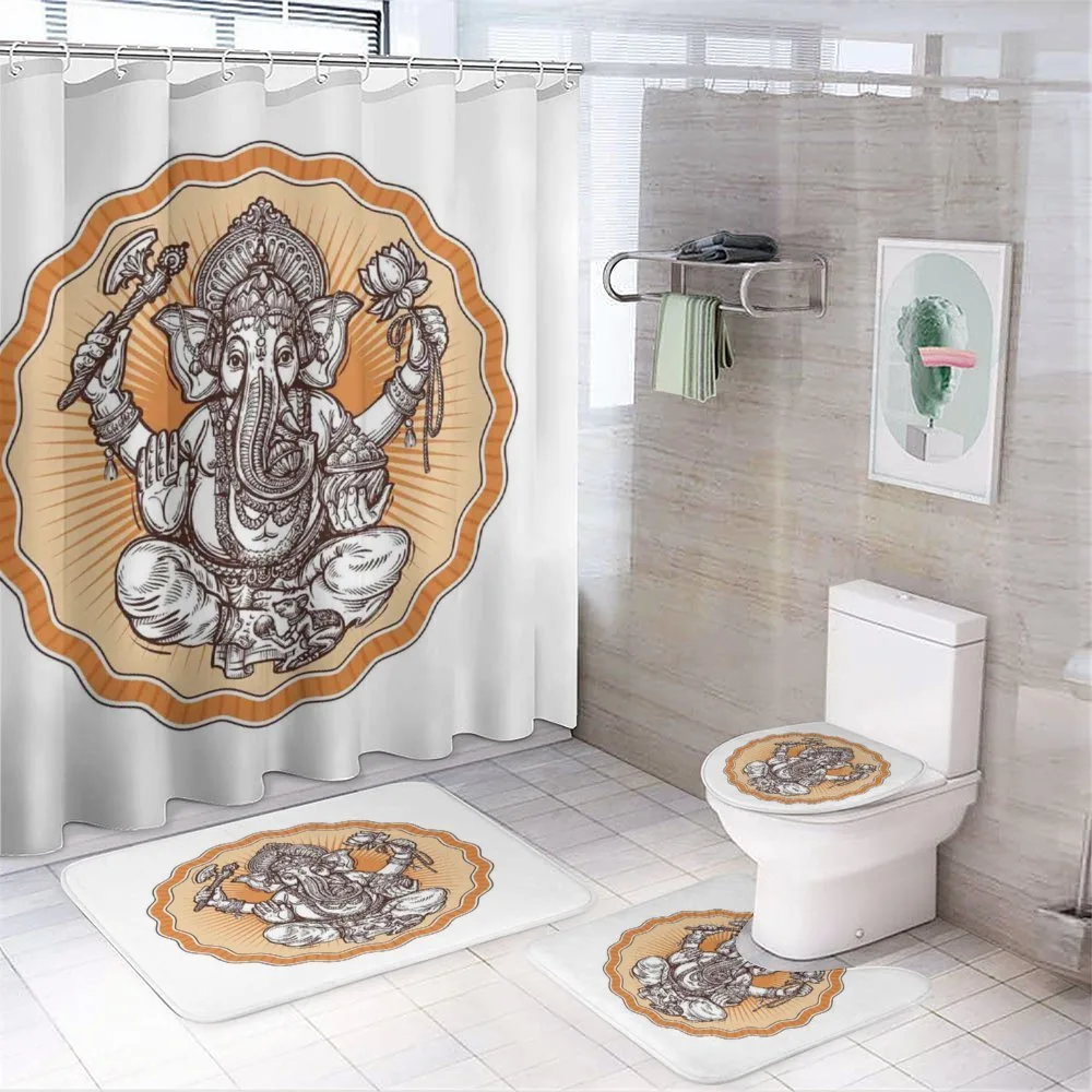 Flower Hippie with Animal — 4-Piece Bathroom Set preview