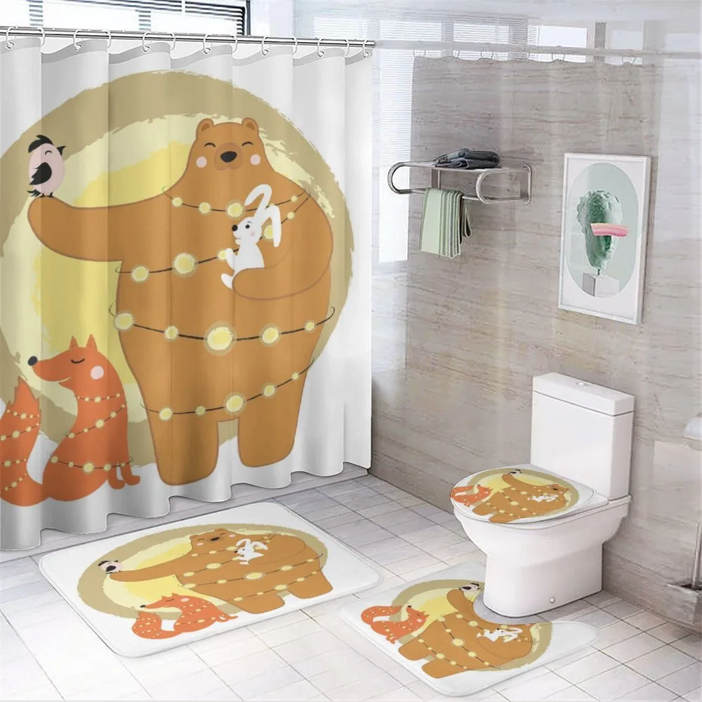 Friends Rabbit Bird Fox — 4-Piece Bathroom Set preview