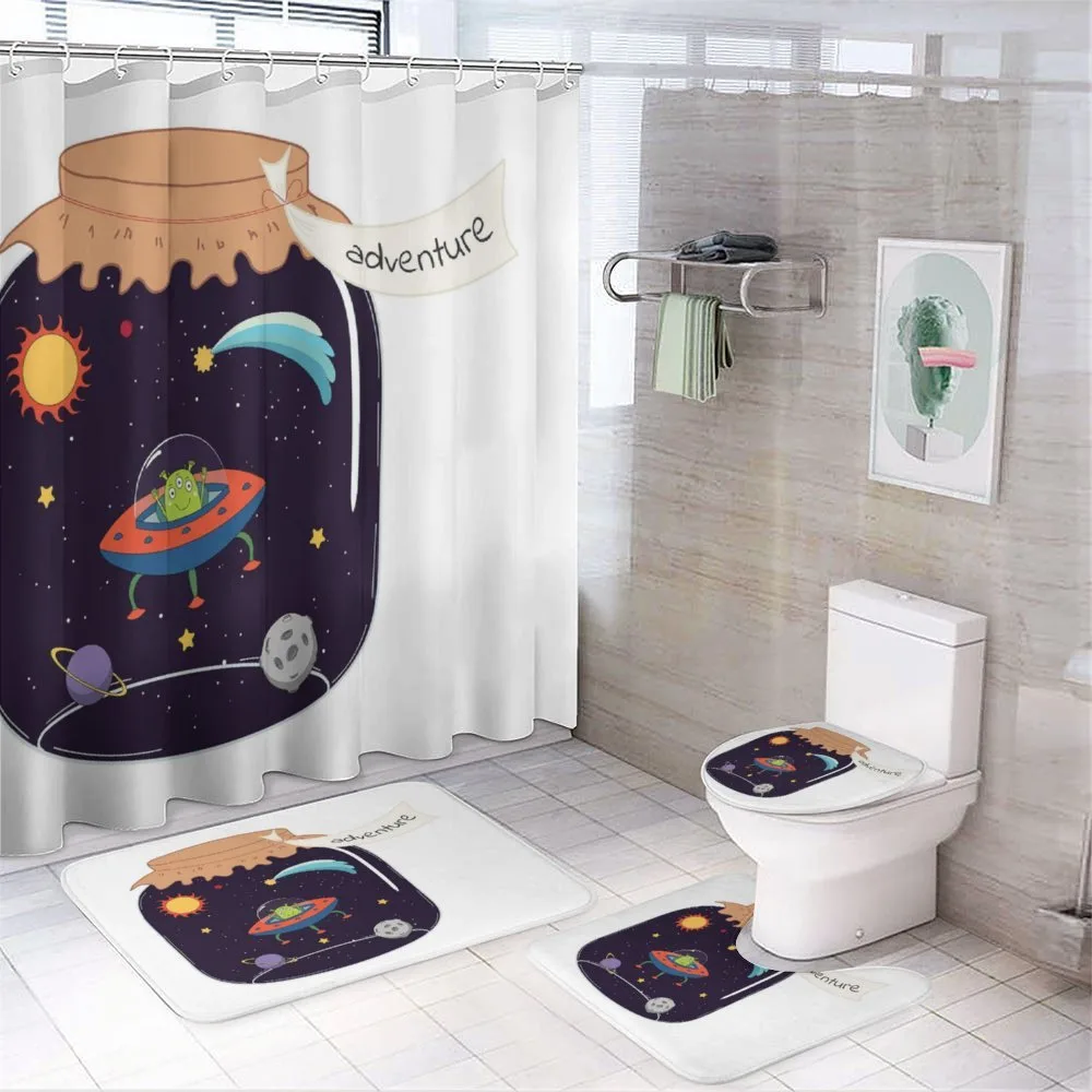 Hand Drawn Alien in a Jar — 4-Piece Bathroom Set preview