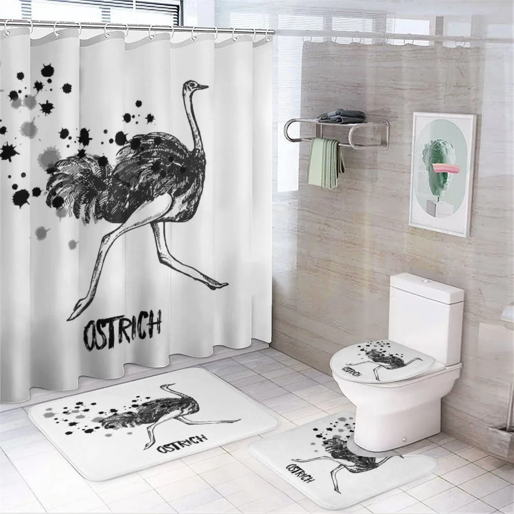 Minimalist Watercolor Bird 4-Piece Bathroom Set product video