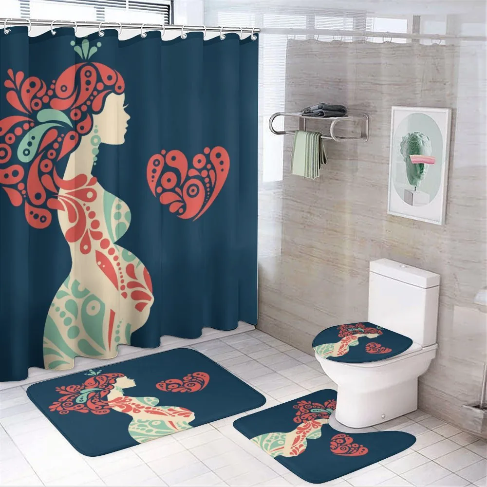 Pregnant Woman and Heart — 4-Piece Bathroom Set preview
