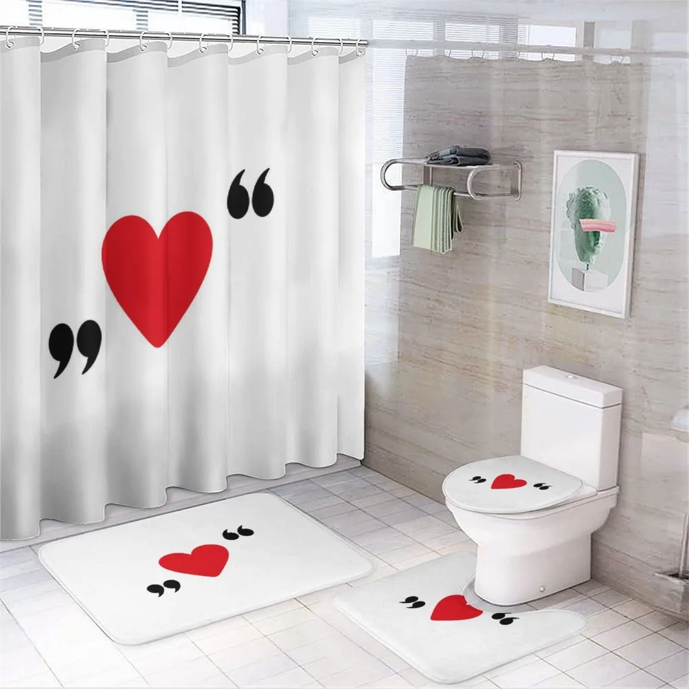 Red Simple Heart — 4-Piece Bathroom Set preview