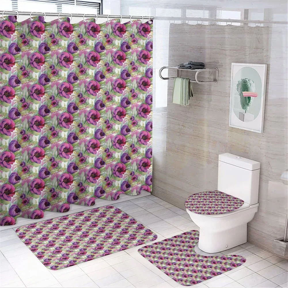 Valentines Flowers Romantic — 4-Piece Bathroom Set preview