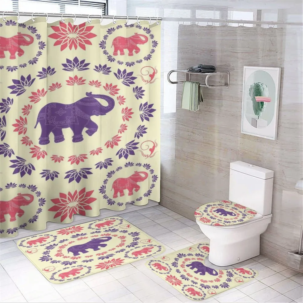 Colorful Floral Elephant — 4-Piece Bathroom Set preview
