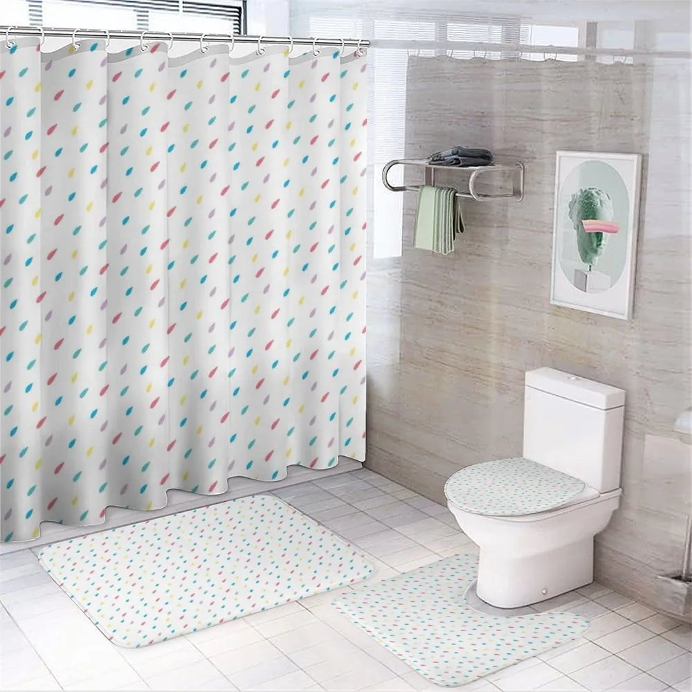 Colorful Tiny Raindrops — 4-Piece Bathroom Set preview