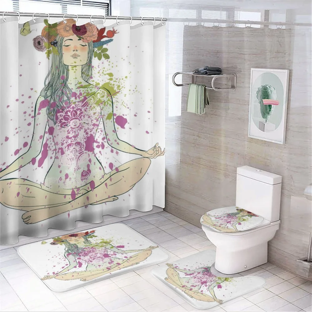 Girl Floral Wreath Lotus — 4-Piece Bathroom Set preview