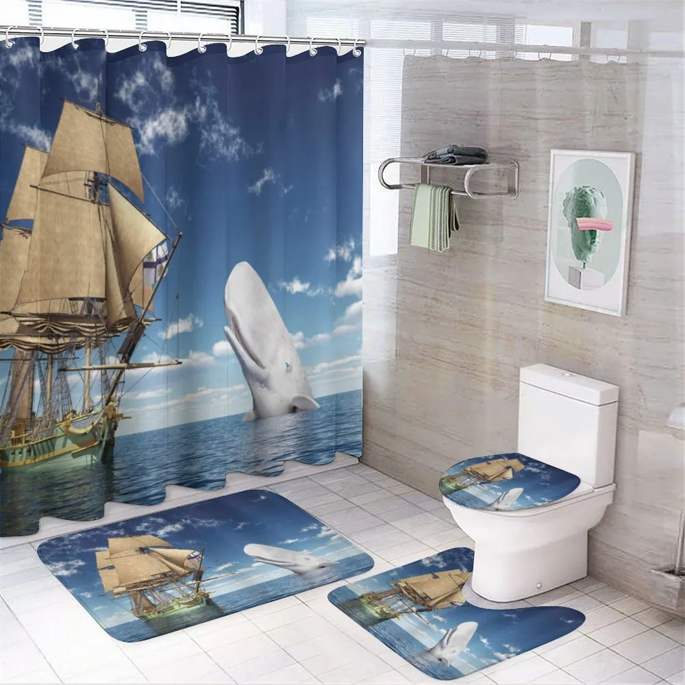 Pirate Ship and Mammal Fish — 4-Piece Bathroom Set preview
