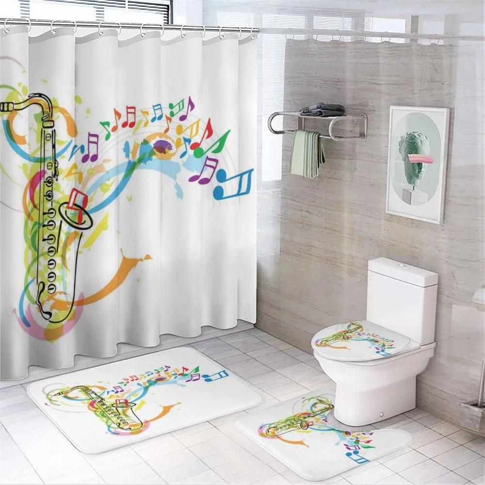 Saxophone Wavy Notes — 4-Piece Bathroom Set preview