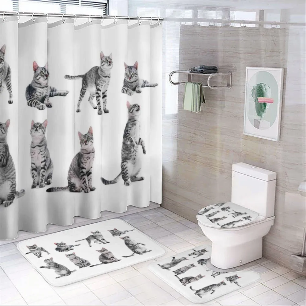 Striped Furry Animal Posing — 4-Piece Bathroom Set preview