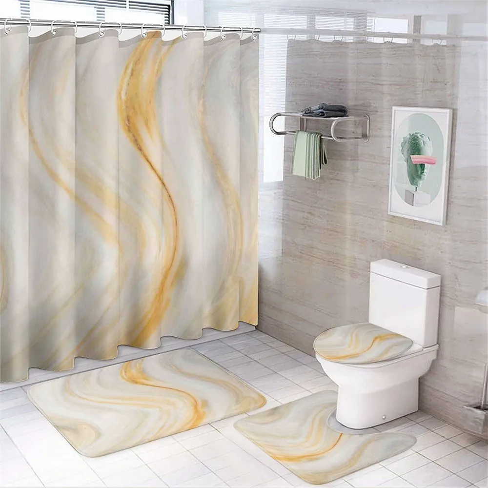 Wavy Marble Effect — 4-Piece Bathroom Set preview