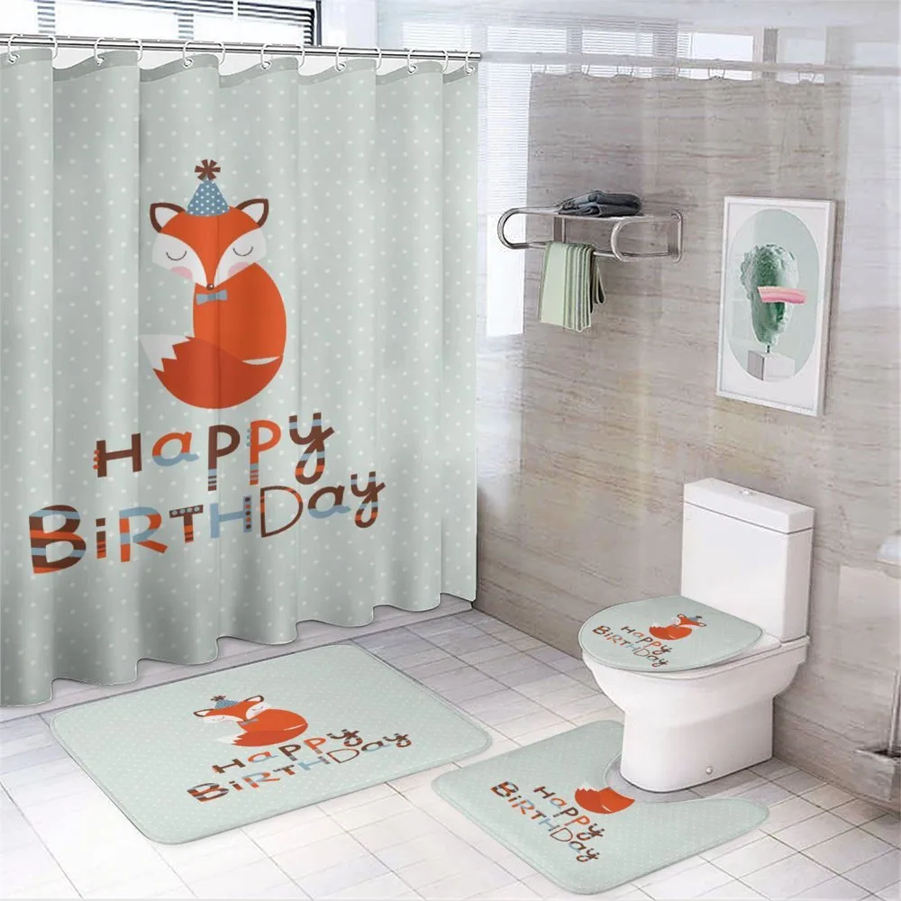 Fox Greeting Text — 4-Piece Bathroom Set preview