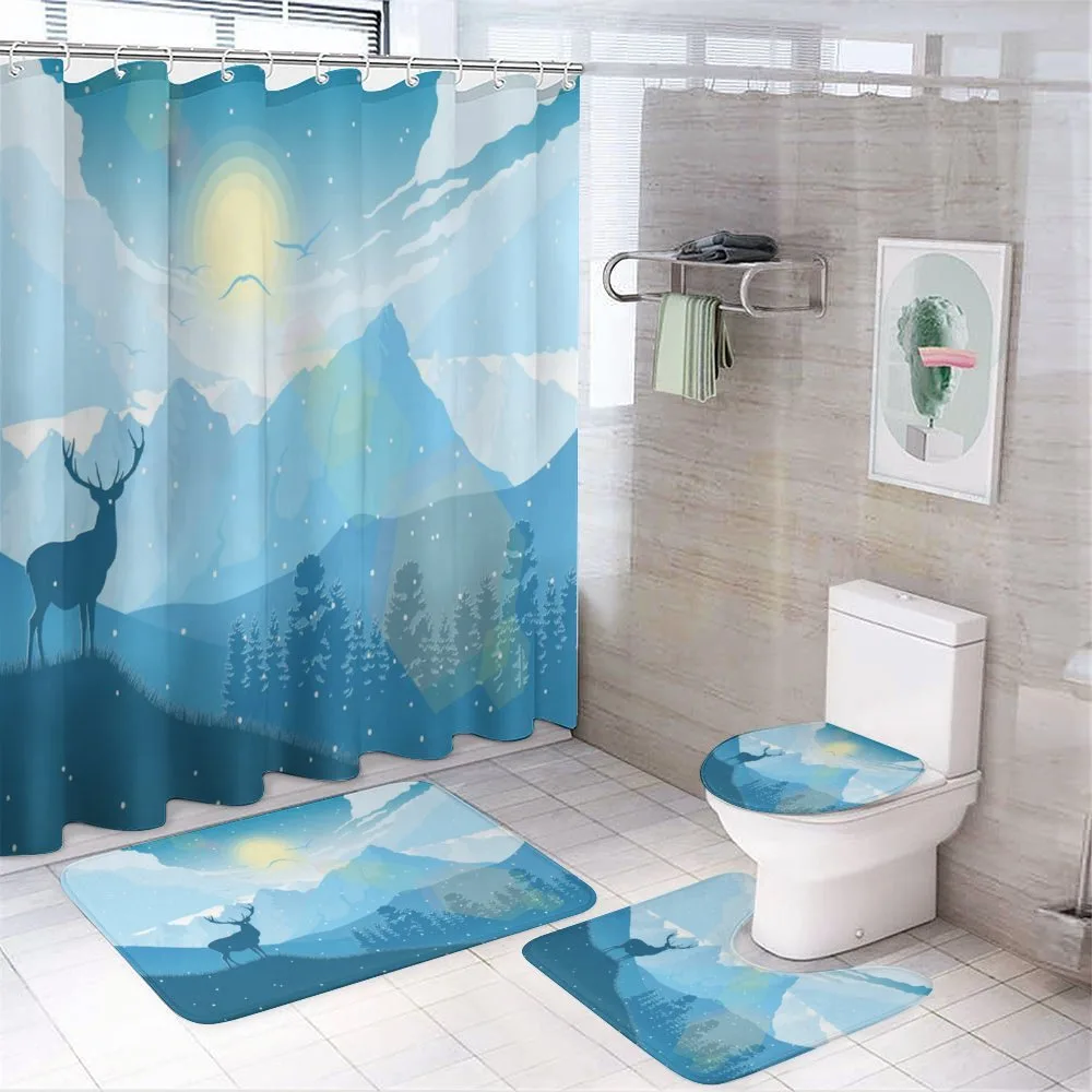 Mountain Fauna Sunrise — 4-Piece Bathroom Set preview