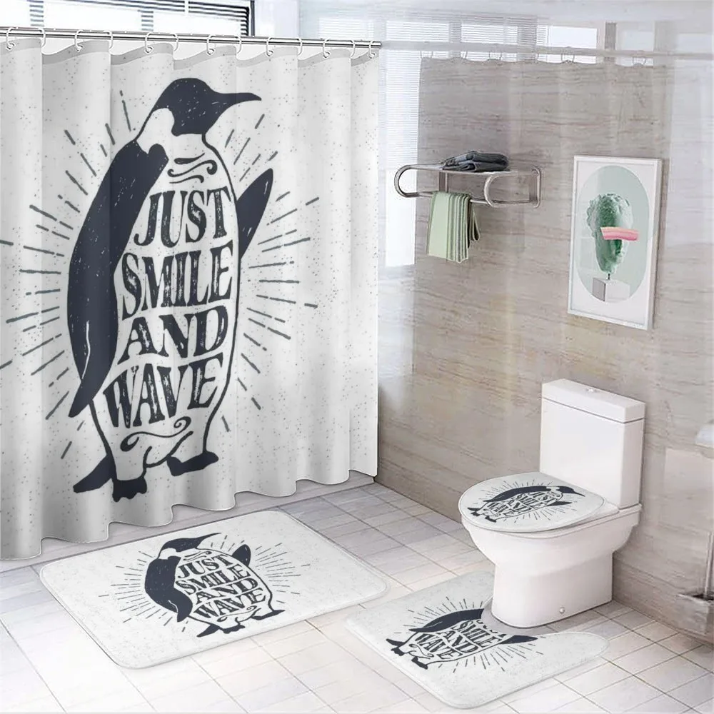 Penguin Waving Flipper — 4-Piece Bathroom Set preview