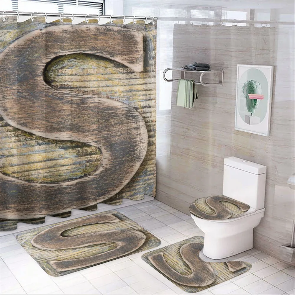 Wooden Block S Font — 4-Piece Bathroom Set preview