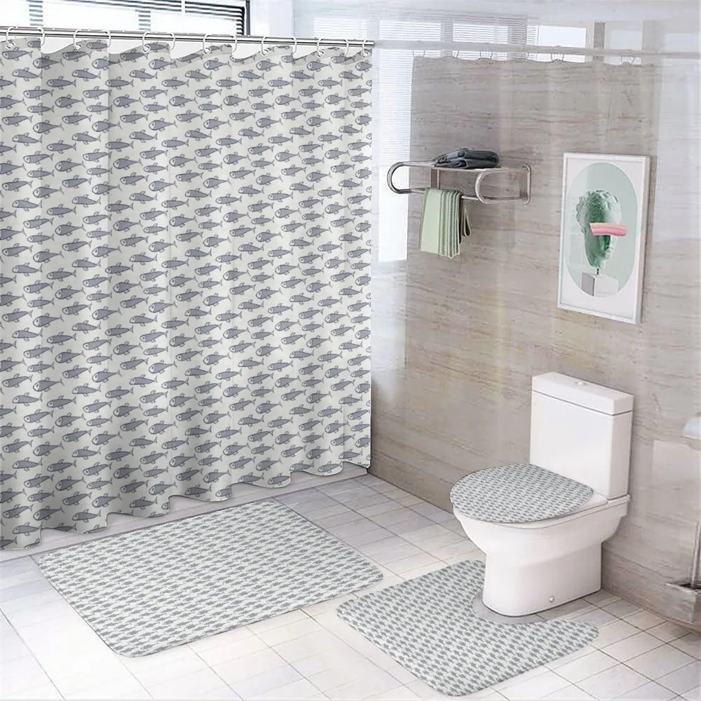 Aquarium Doodle Scales — 4-Piece Bathroom Set preview
