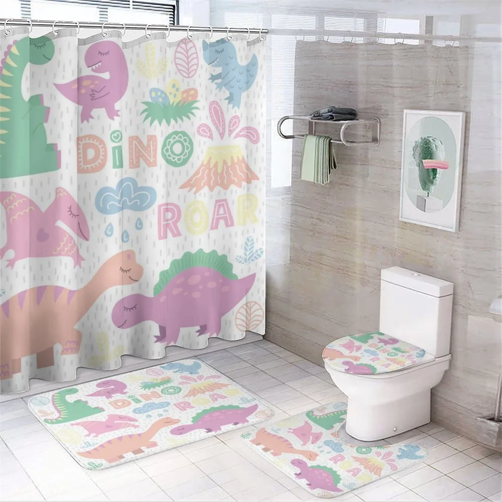 Baby T-Rex Nursery Theme Art 4-Piece Bathroom Set product video