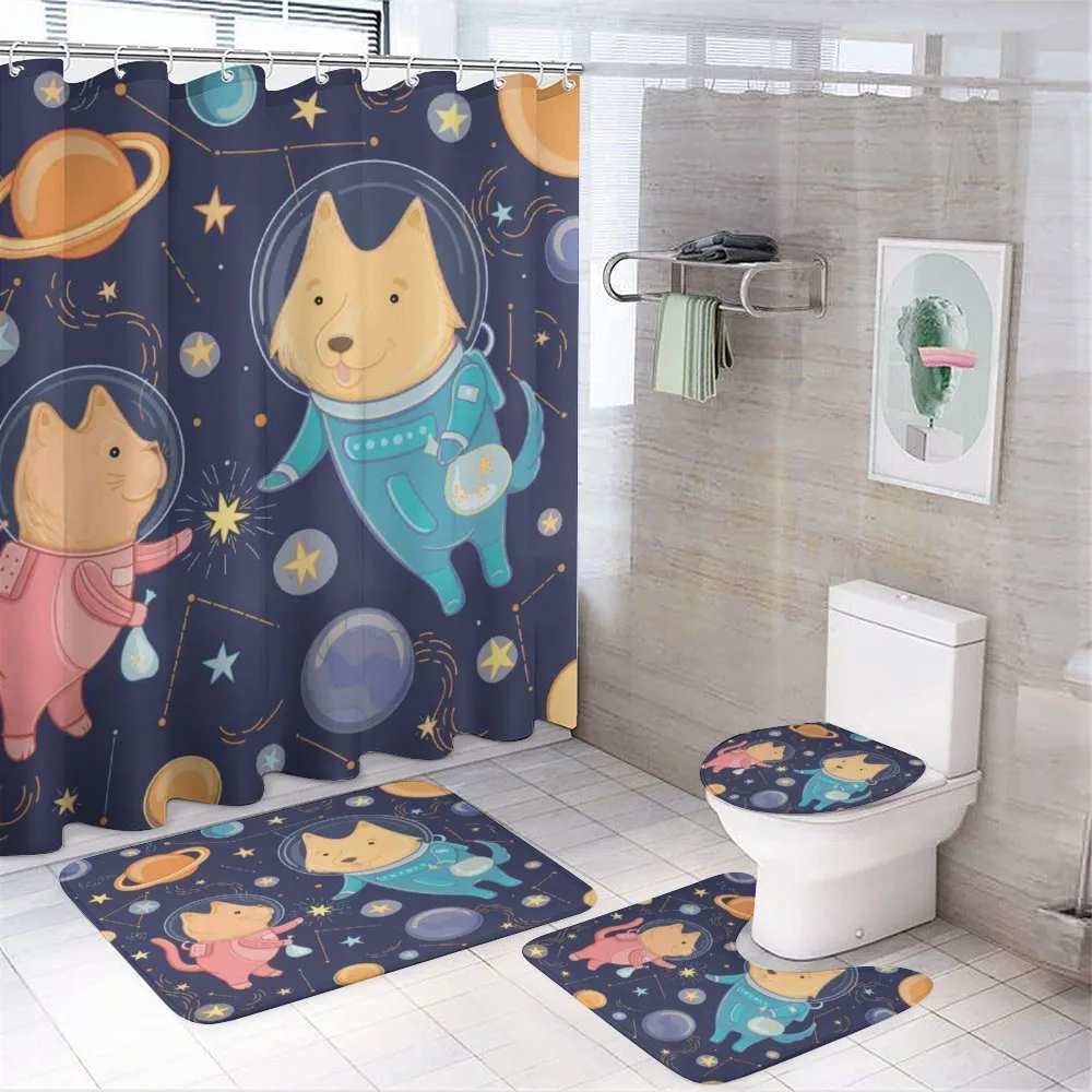 Cartoon Dog Astronaut — 4-Piece Bathroom Set preview