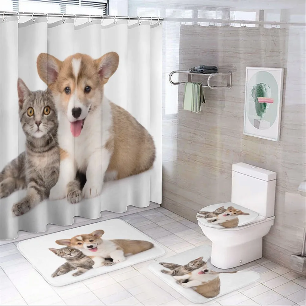Dog Puppy Kitten Friends — 4-Piece Bathroom Set preview