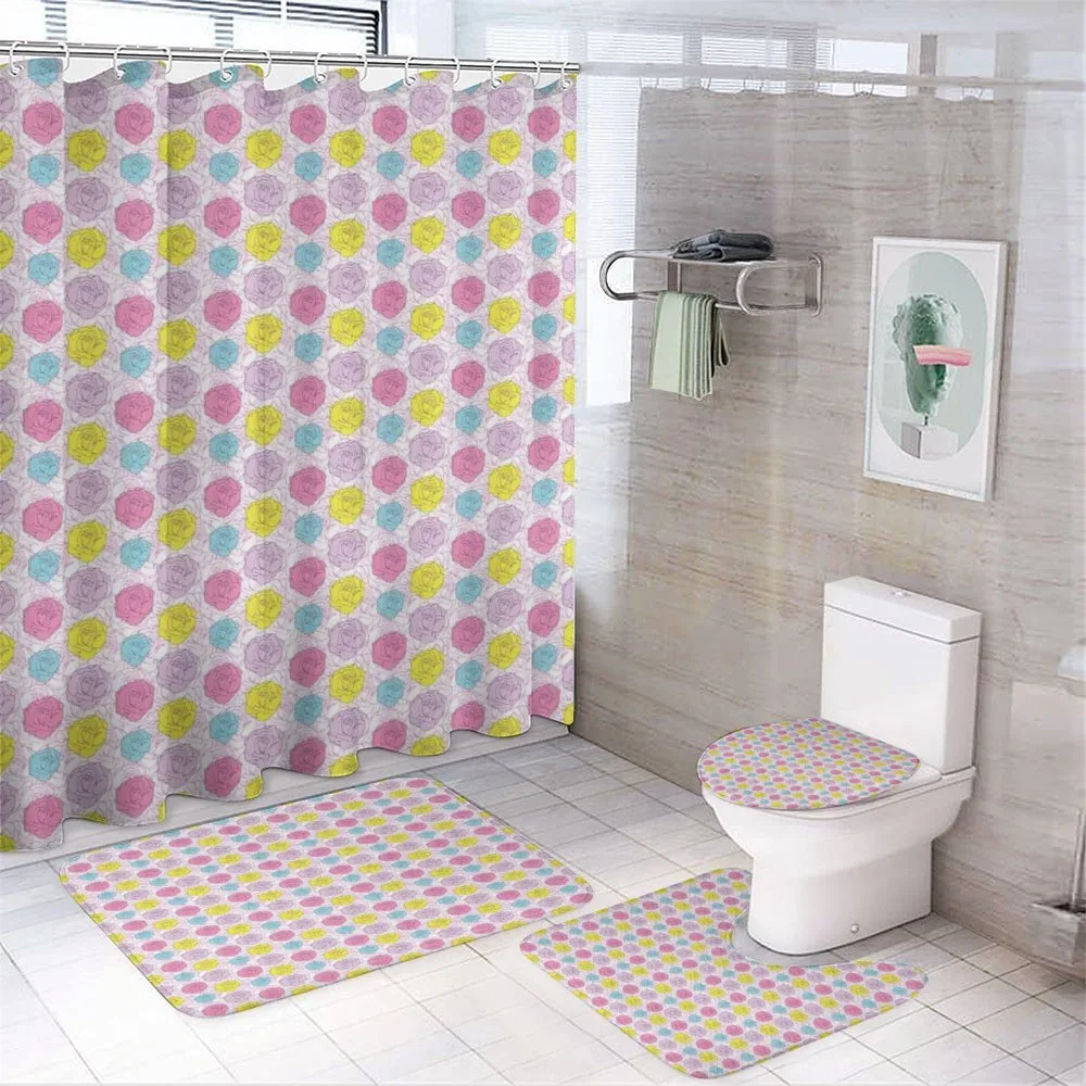 Vivid Symetric Petals — 4-Piece Bathroom Set preview