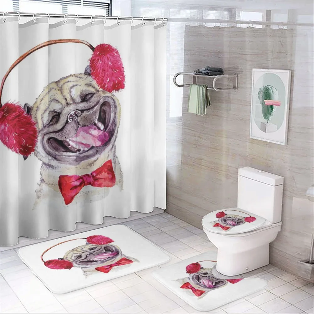 Watercolor Drawing of a Dog — 4-Piece Bathroom Set preview