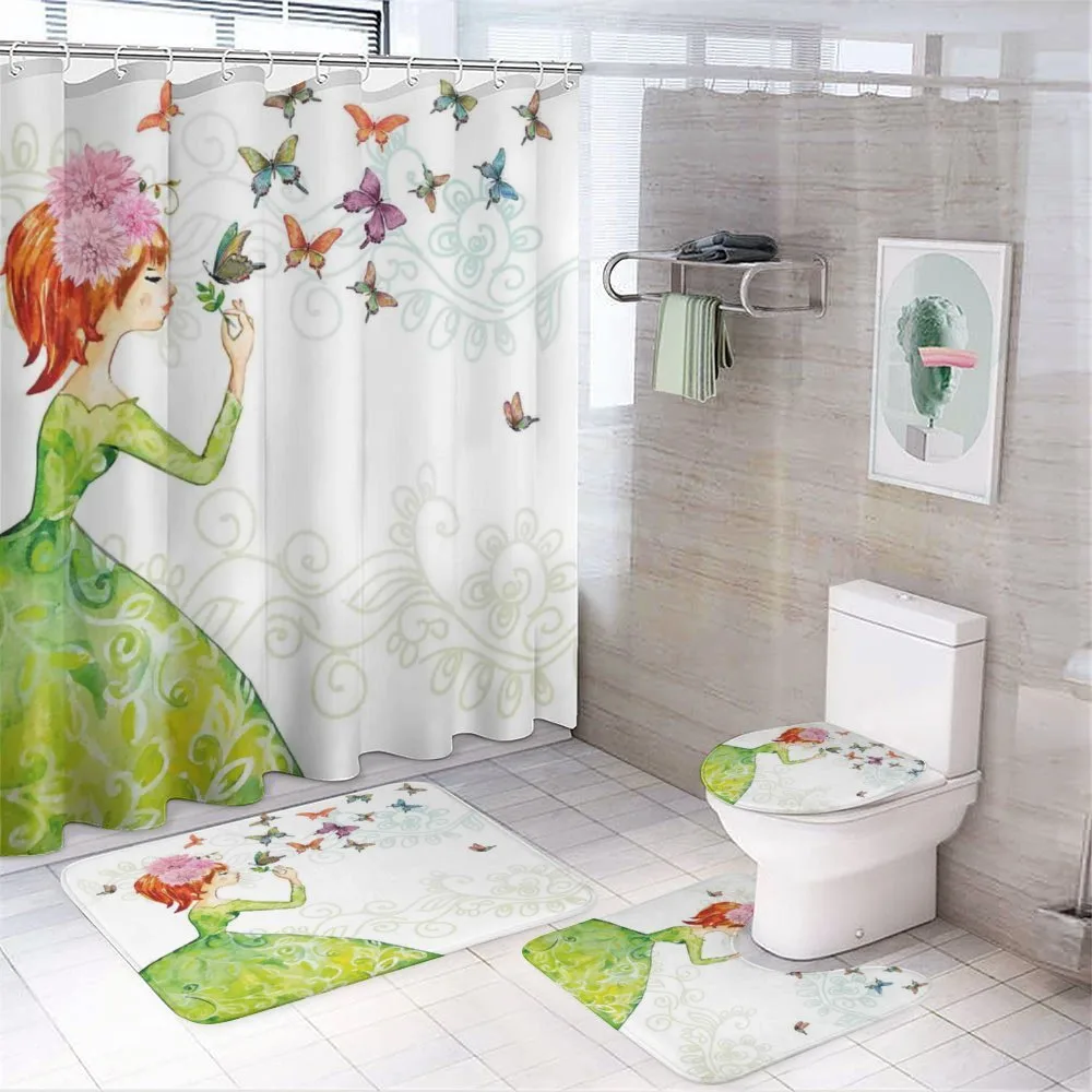 Cartoon Lady Pastel — 4-Piece Bathroom Set preview