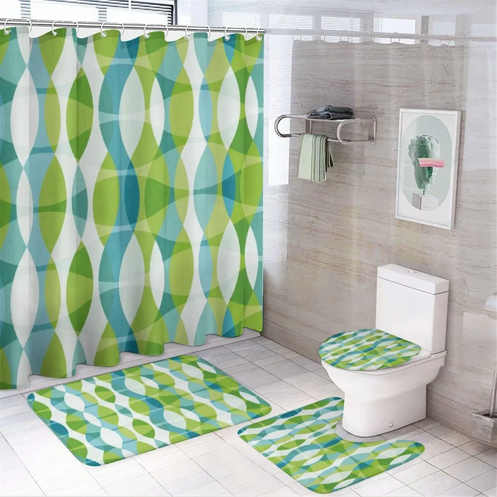 Geometric Oval Shapes — 4-Piece Bathroom Set preview