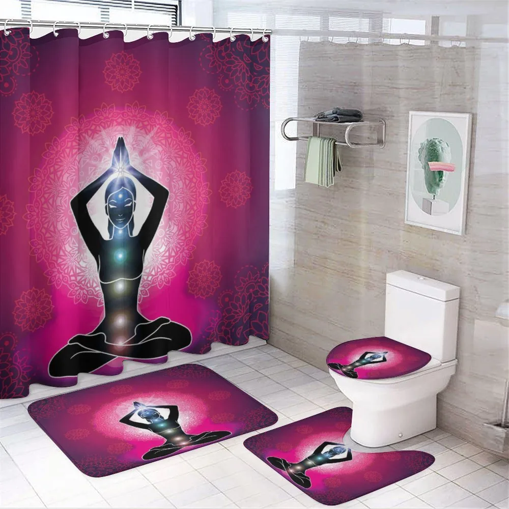 Maroon Yoga Meditation — 4-Piece Bathroom Set preview