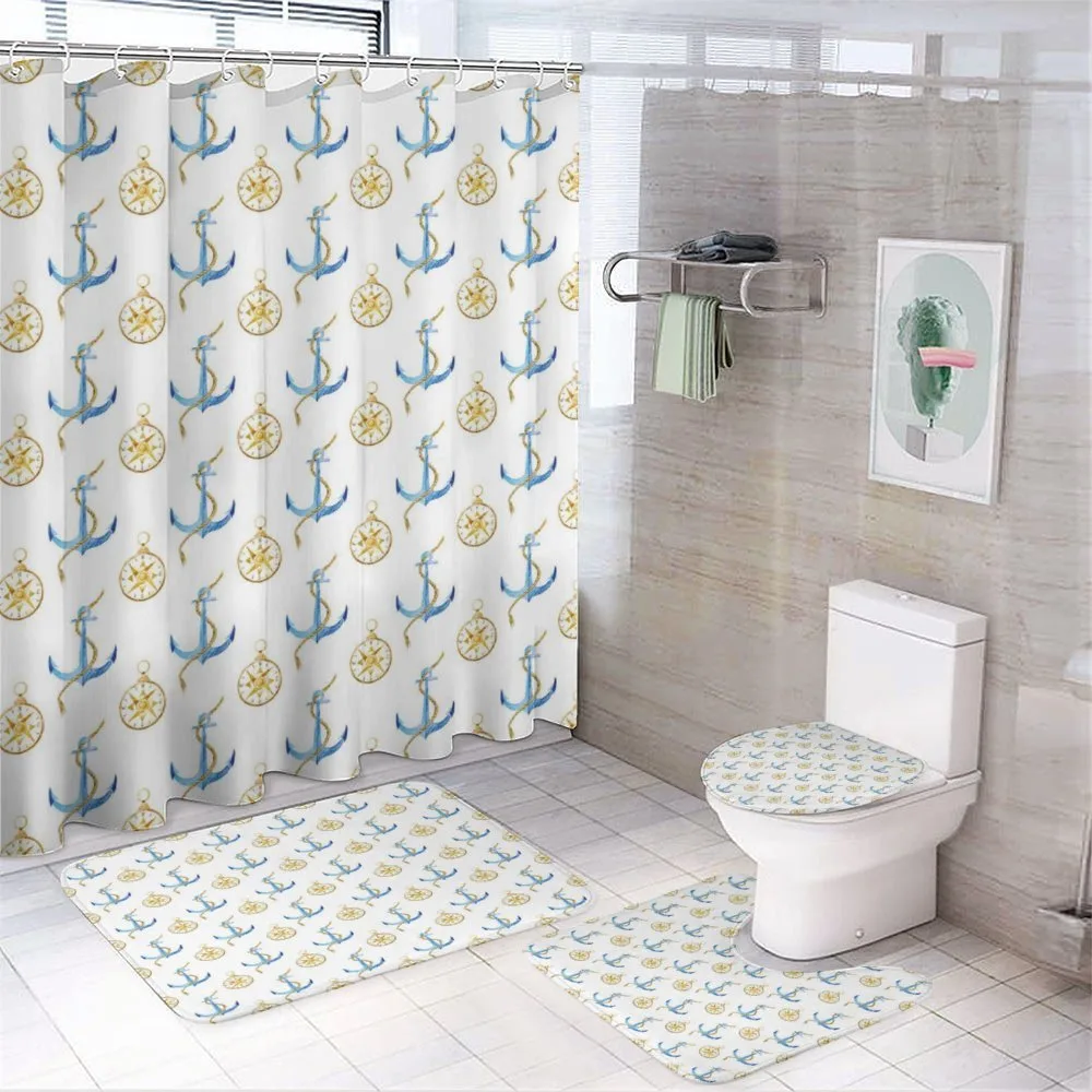 Nautical Anchor Motif — 4-Piece Bathroom Set preview