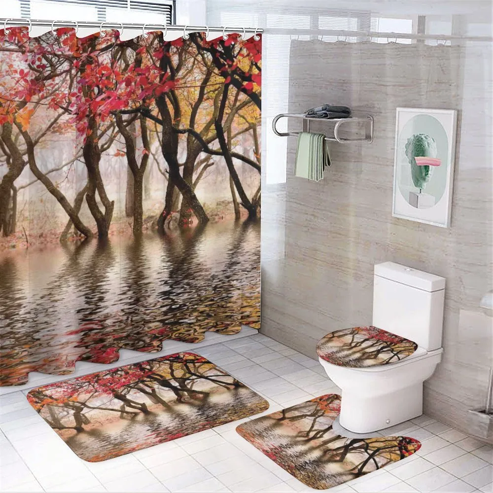 Fall Season River with Trees — 4-Piece Bathroom Set preview