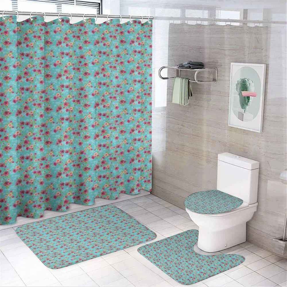 Rose Bouquet Pattern — 4-Piece Bathroom Set preview