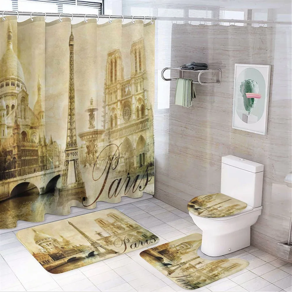 Vintage Style Landmarks Photo — 4-Piece Bathroom Set preview