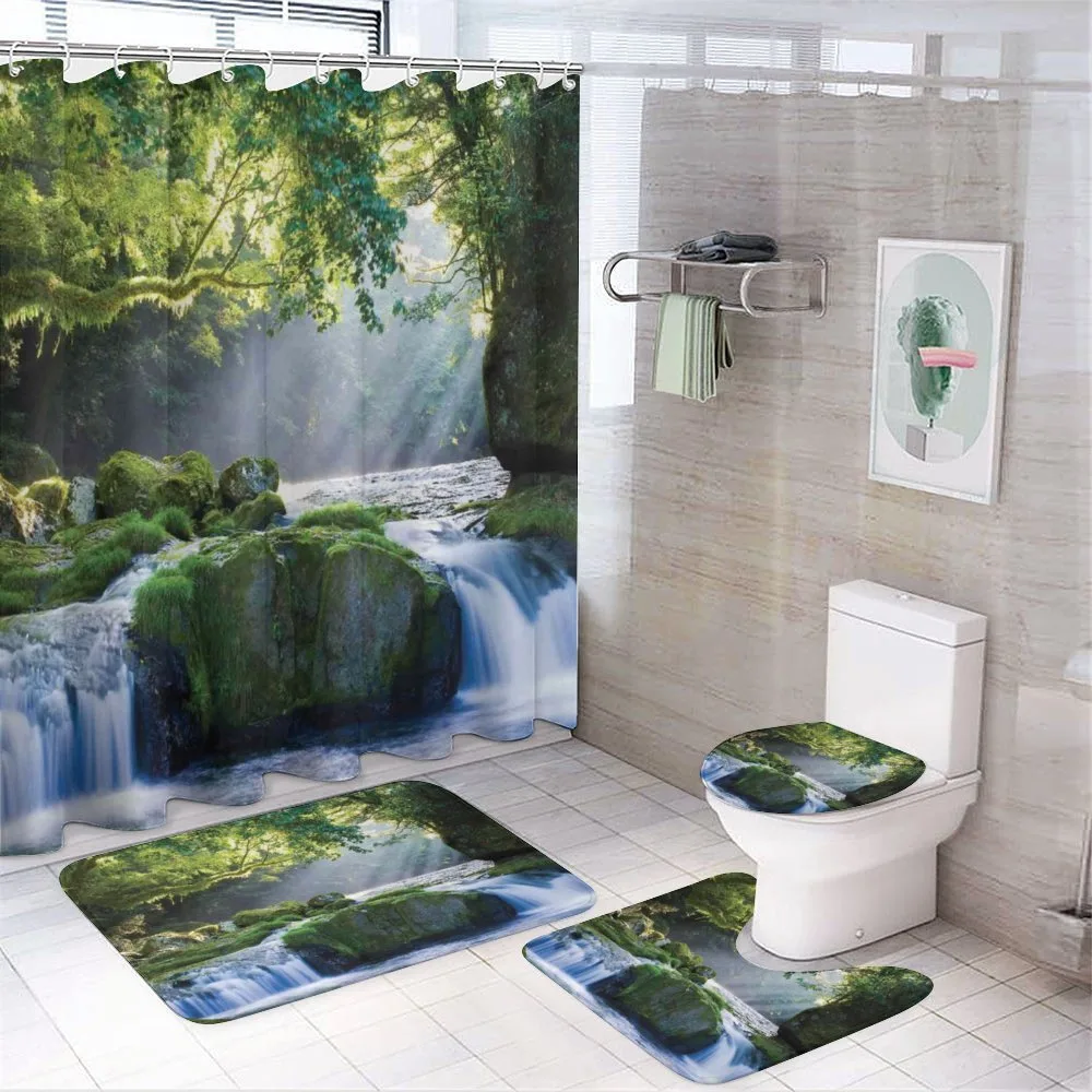 Green Forest and Streaming — 4-Piece Bathroom Set preview