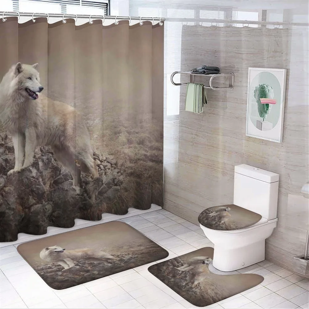 White Wolf on the Rocks — 4-Piece Bathroom Set preview