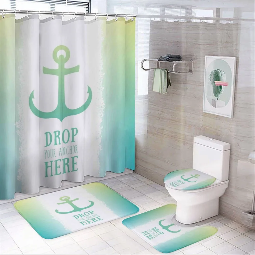 Words Green Ombre Anchor — 4-Piece Bathroom Set preview