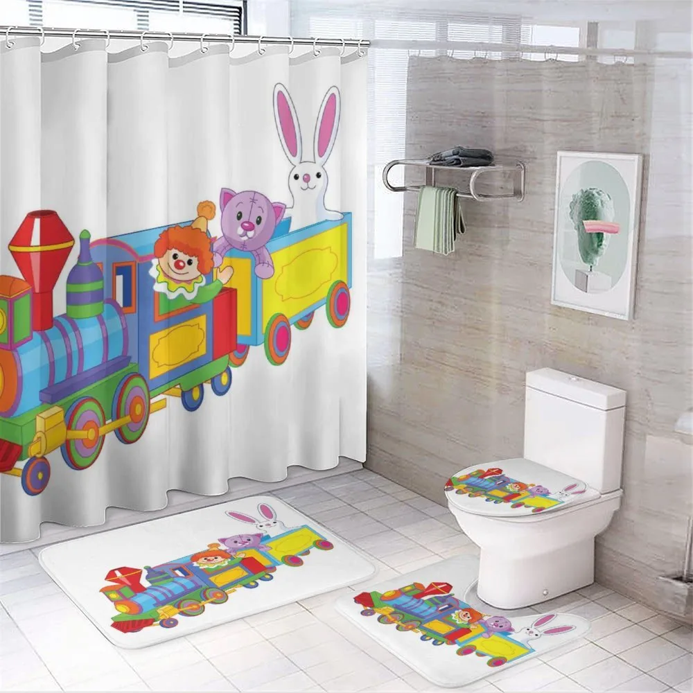 Clown Cat Bunny Train — 4-Piece Bathroom Set preview