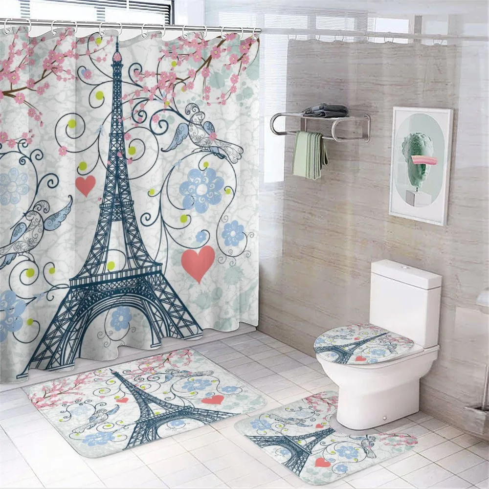 Eiffel Swirling Flowers Heart — 4-Piece Bathroom Set preview