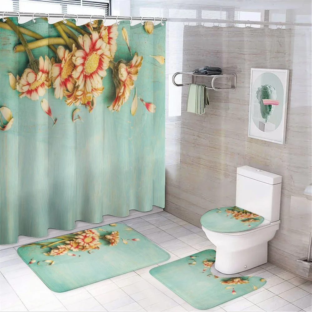 Gerbera Bunch Blue — 4-Piece Bathroom Set preview