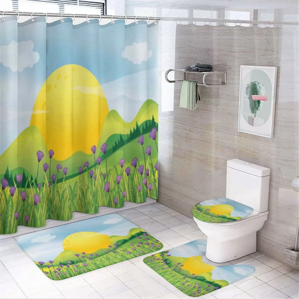 Mountains with Violets — 4-Piece Bathroom Set preview