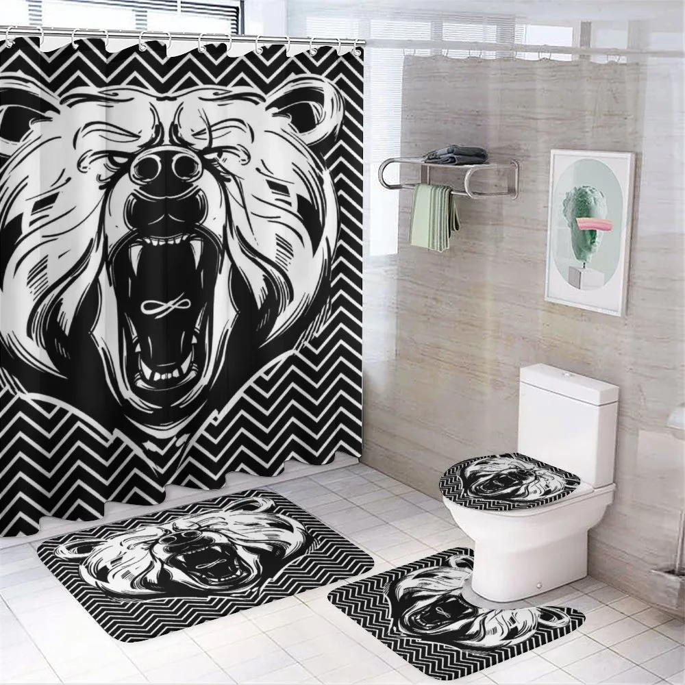 Scary Roar on Zigzag Lines — 4-Piece Bathroom Set preview