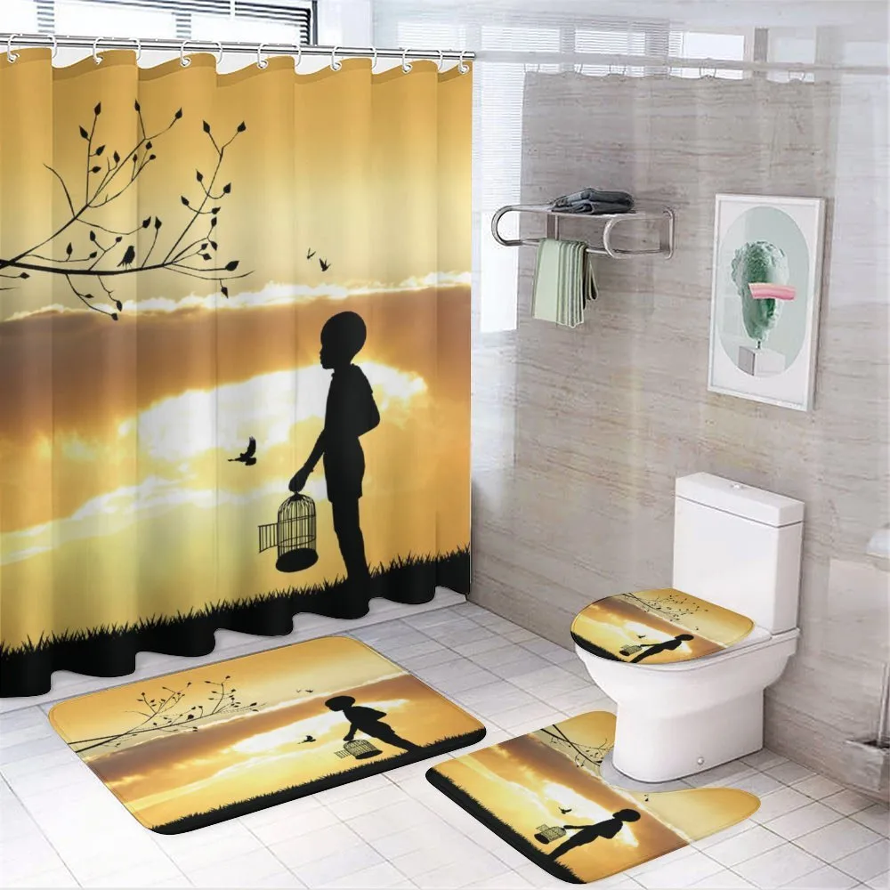 Child with a Bird Cage — 4-Piece Bathroom Set preview