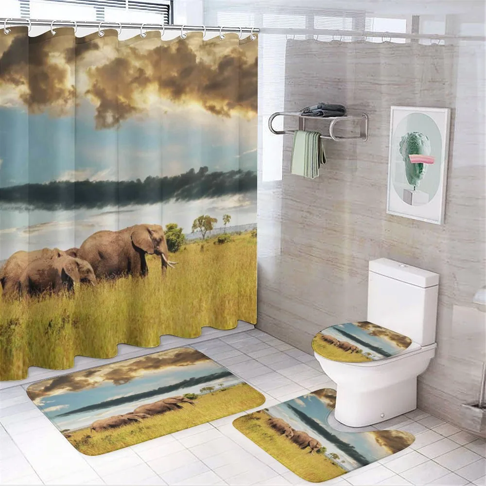 Elephant Family Photo — 4-Piece Bathroom Set preview