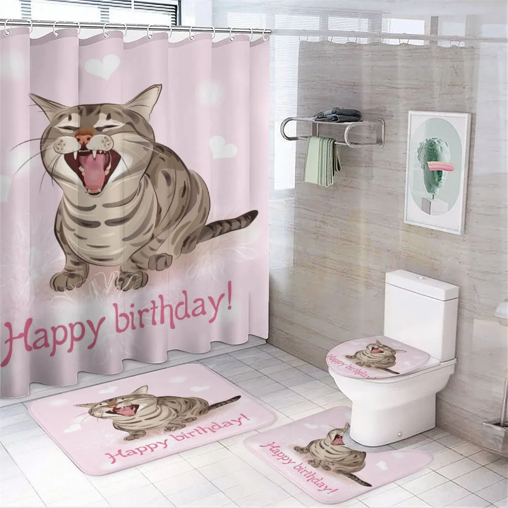 Funny Kitten Greeting Song — 4-Piece Bathroom Set preview